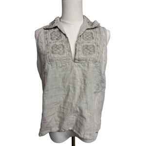 Genuine Sonoma Jean Company 100% LINEN Tank Top Embroidered Size M Boho Cottage